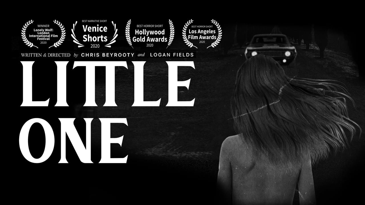 Little One, a short horror film, with a figure facing a car on a dark road.