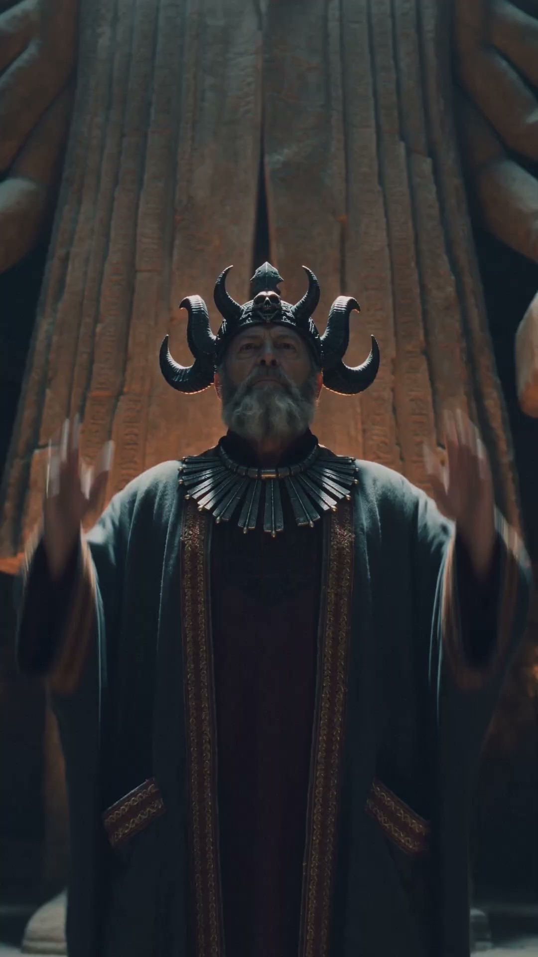 A horned cult leader in the Ooloo AI commercial.